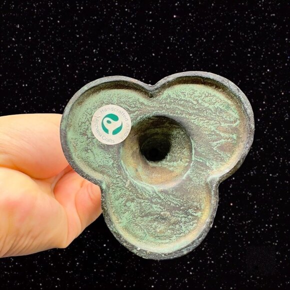 VINTAGE ARCHANA CRAFTS METAL CANDLE HOLDER TAPER TULIPS Set India 8”T 7”W - Picture 8 of 11